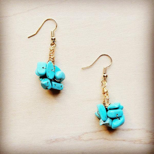 Turquoise Chip Cluster Earrings - Wildflower Hippies