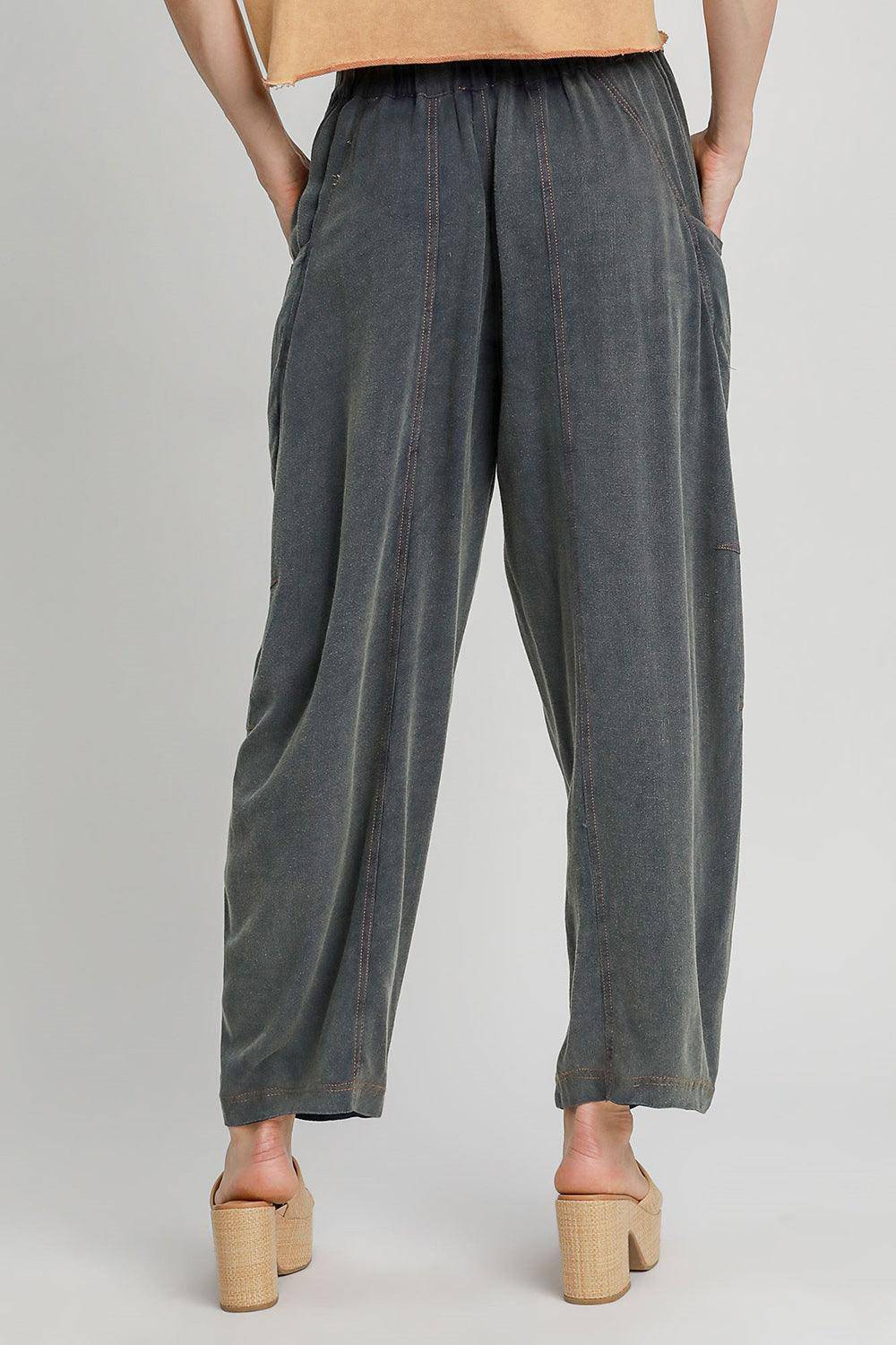 Elastic Waist Baggy Fit Pants with Pockets - Wildflower Hippies