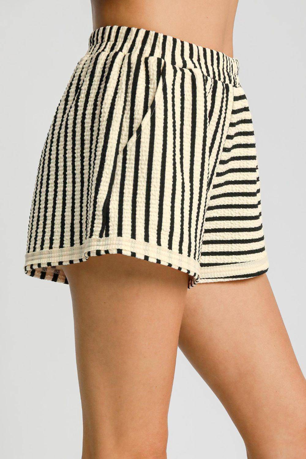 Elastic Waist Striped Shorts with Pockets - Wildflower Hippies