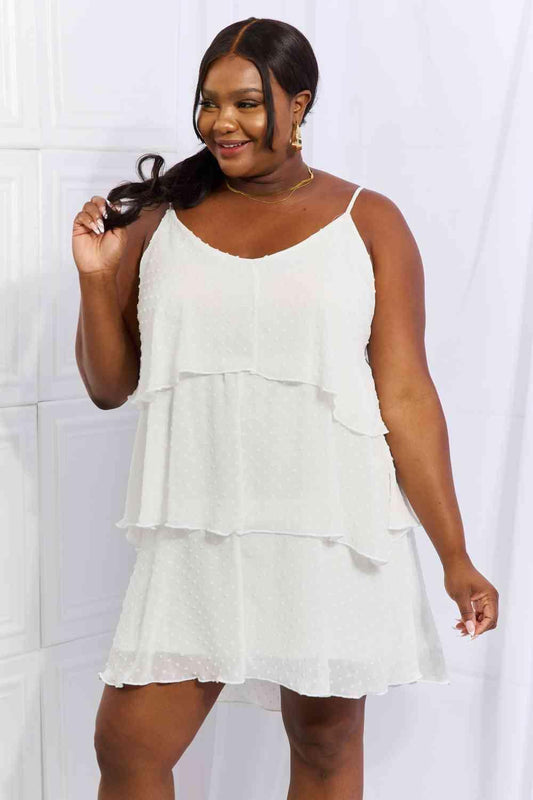 Culture Code By The River Cascade Ruffle Style Cami Dress in Soft White - Wildflower Hippies
