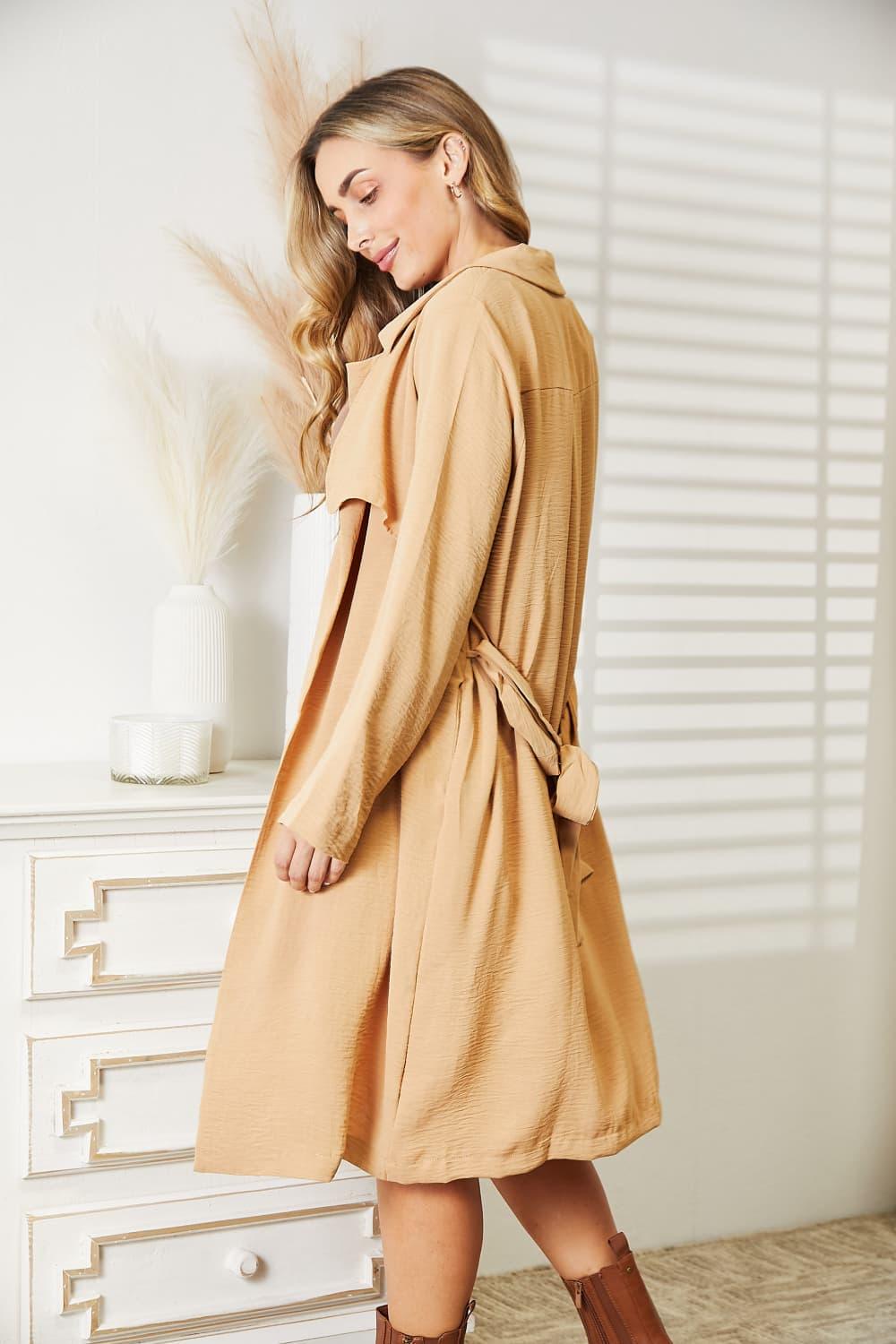 Culture Code Tied Trench Coat with Pockets - Wildflower Hippies