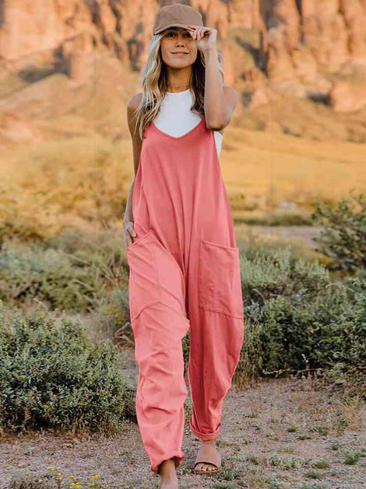Double Take Sleeveless V-Neck Pocketed Jumpsuit - Wildflower Hippies