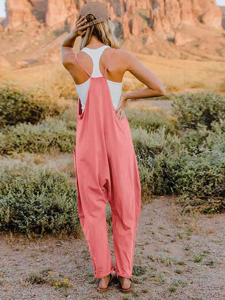 Double Take Sleeveless V-Neck Pocketed Jumpsuit - Wildflower Hippies