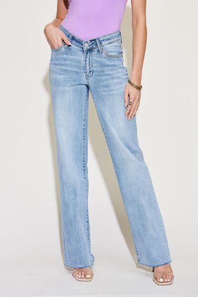 Judy Blue Full Size V Front Waistband Straight Jeans - Wildflower Hippies