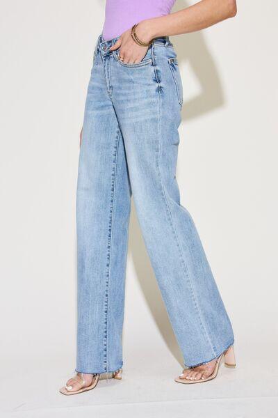 Judy Blue Full Size V Front Waistband Straight Jeans - Wildflower Hippies