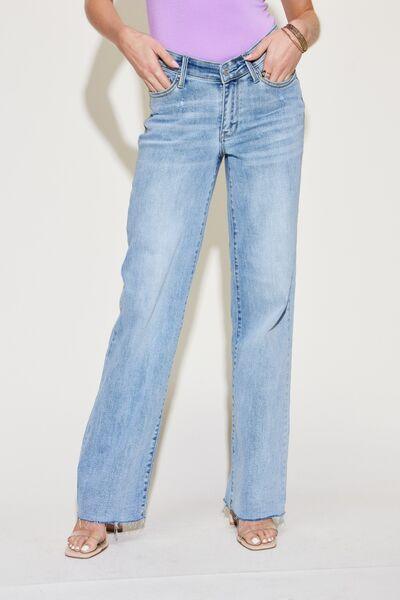 Judy Blue Full Size V Front Waistband Straight Jeans - Wildflower Hippies