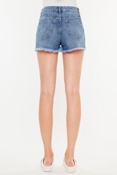 Kancan Distressed Raw Hem High Waist Denim Shorts - Wildflower Hippies