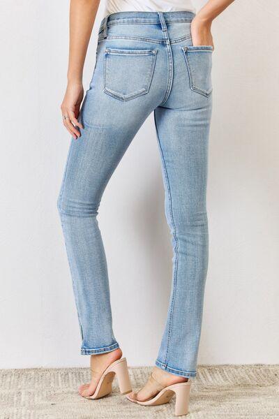 Kancan Full Size Mid Rise Y2K Slit Bootcut Jeans - Wildflower Hippies