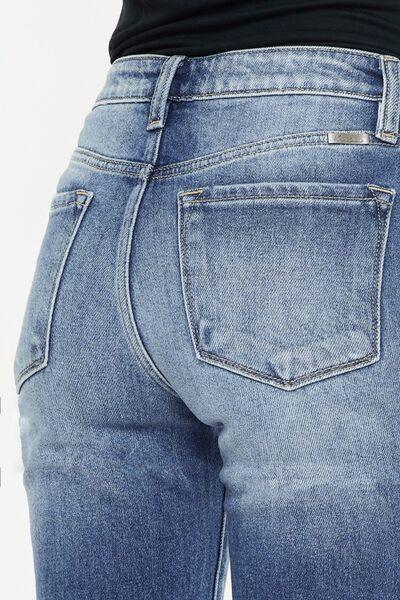 Kancan High Waist Distressed Hem Detail Cropped Straight Jeans - Wildflower Hippies