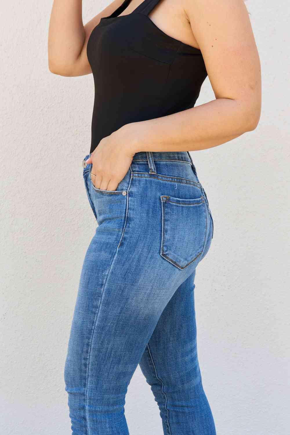Kancan Lindsay Full Size Raw Hem High Rise Skinny Jeans - Wildflower Hippies