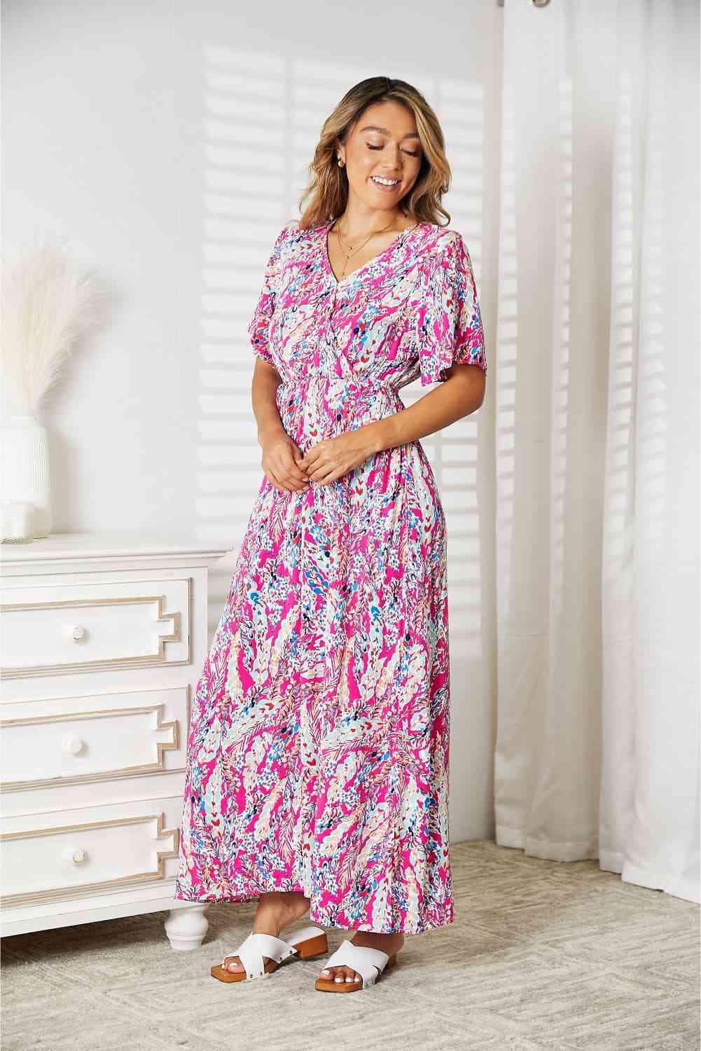 Double Take Multicolored V-Neck Maxi Dress - Wildflower Hippies