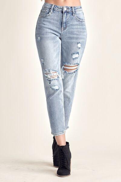 RISEN Distressed Slim Cropped Jeans - Wildflower Hippies