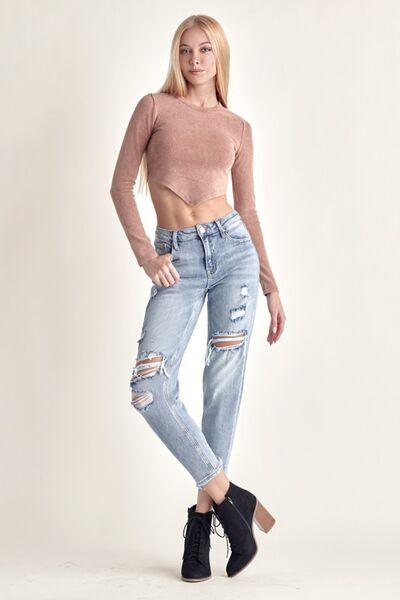 RISEN Distressed Slim Cropped Jeans - Wildflower Hippies