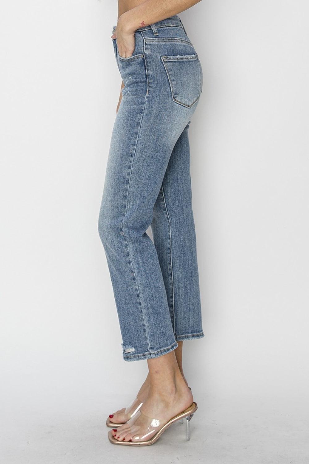 RISEN Full Size High Waist Distressed Cropped Jeans - Wildflower Hippies
