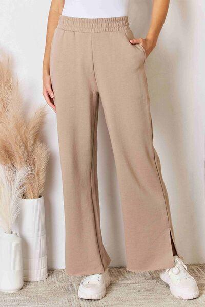 RISEN Wide Waistband Slit Wide Leg Pants - Wildflower Hippies